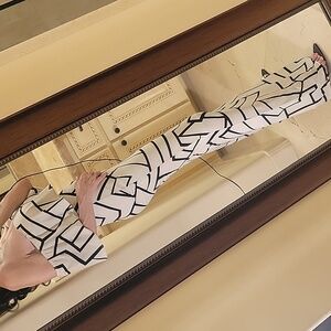 Off-Shoulder Black and White Geometric Dress,  S